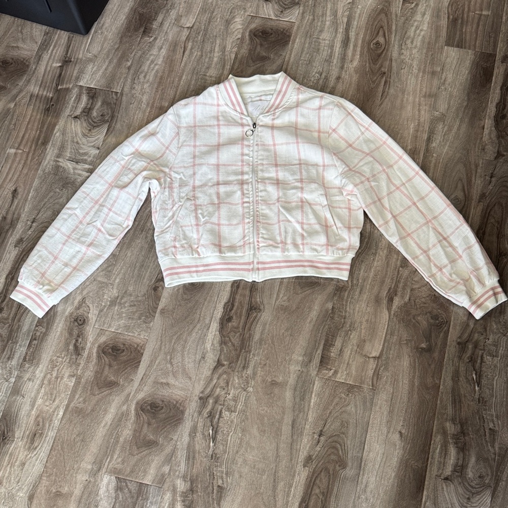 Ashley By 26 International White and Pink Bomber Jacket